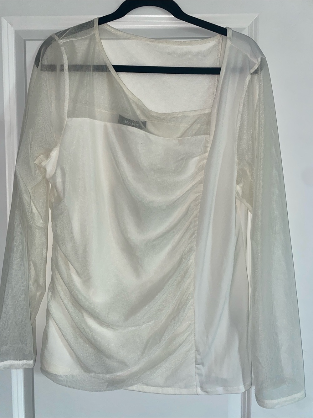 DKNY Cream Sheer Overlay Blouse